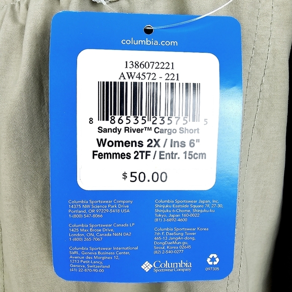 Columbia Sandy River Cargo Shorts NWT 2X - Picture 7 of 16